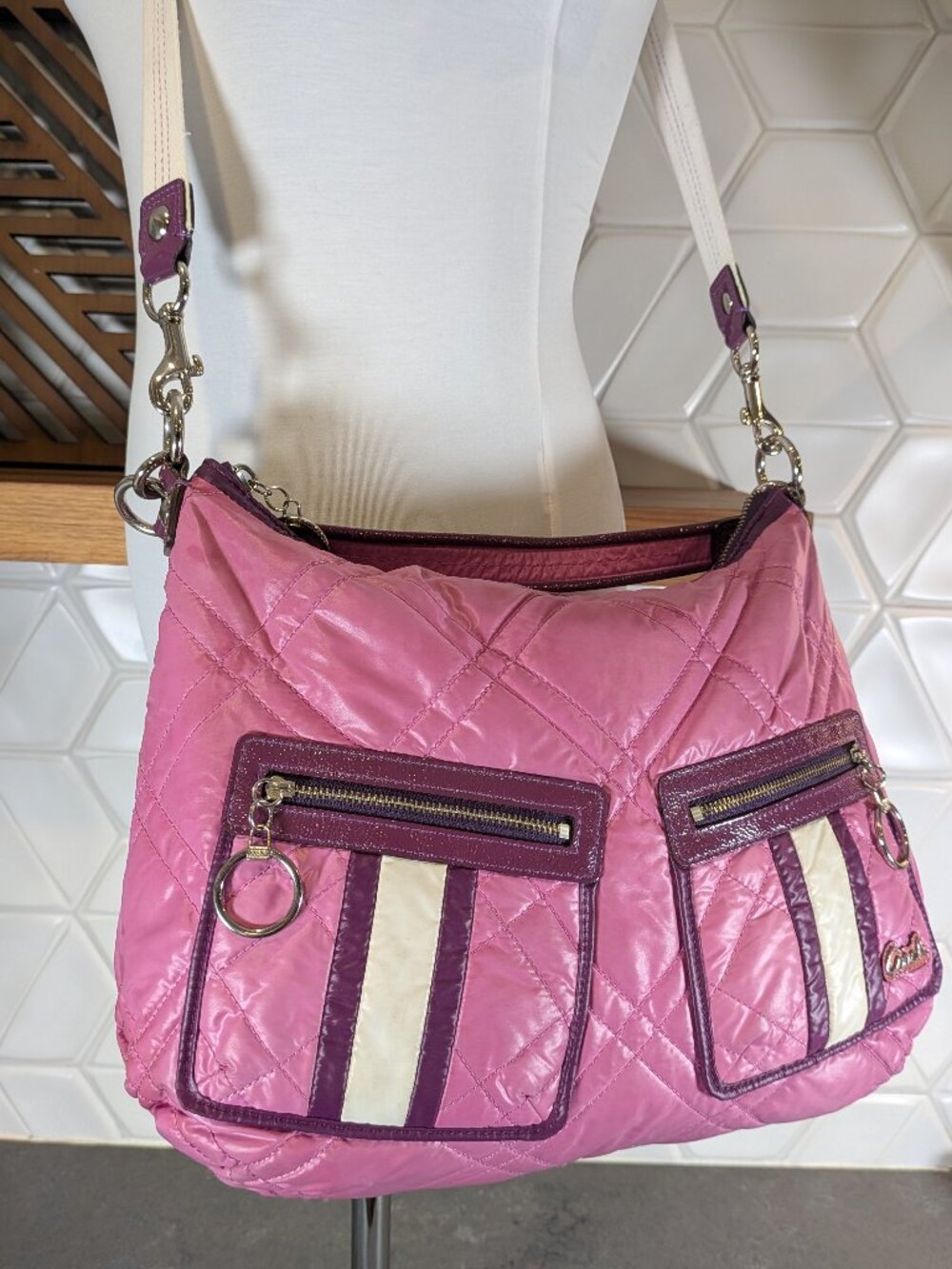 Coach Poppy Y2K Pink Purple Quilted Puffer Groovy Crossbody Bag 15871 Rare